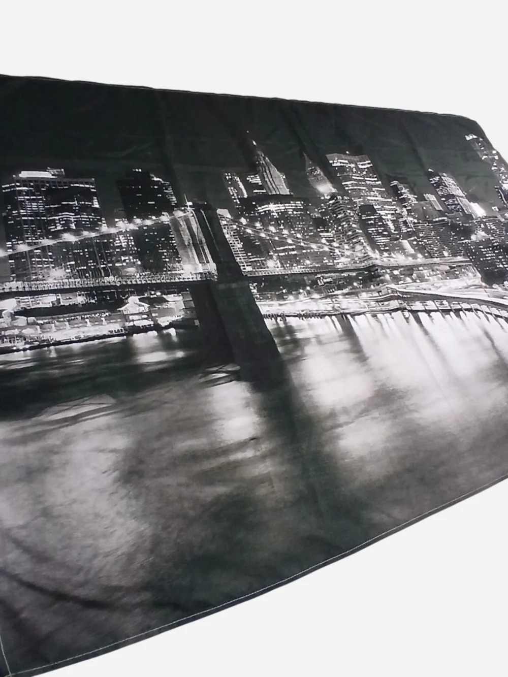 Black & White Cityscape Tapestry - Urban Night Skyline